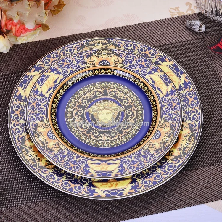 Ceramic Plate 10/8.5 Inch Dish Plate Set High Quality Bone China Minimalist Royal Blue Cheap 10.5 Inch Dinner Plates