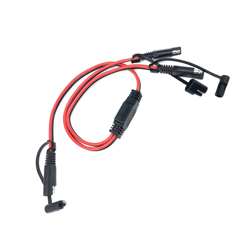 SAE Splitter kablo SAE konektörü SAE güç otomotiv adaptör kablosu 1 ila 2 SAE uzatma kablosu tozluk 14AWG 60cm kablo demeti