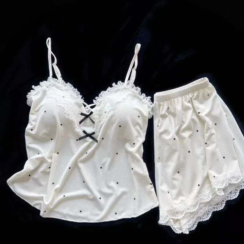 

Sexy Lingerie for Women Lace V-neck Top Shorts Set Sleepwear Lingerie Babydoll Pajamas Sets Summer Nightwear Print Sweet