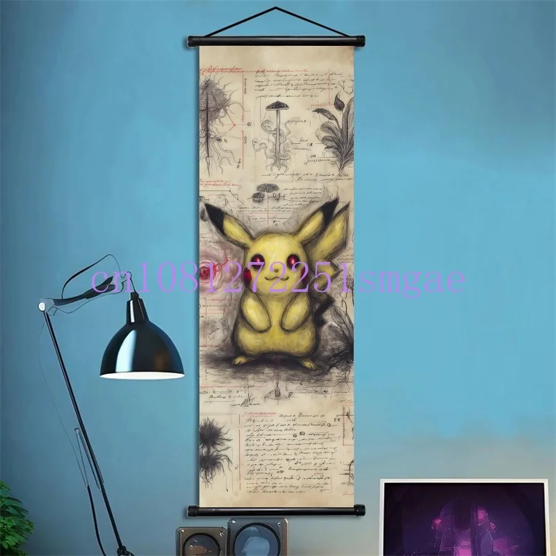 Pokemon Retro Charizard Bulbasaur Umbreon Gengar Scroll Art Cloth Anime Characters Wall Hanging Poster Halloween Xmas Decor - view 3