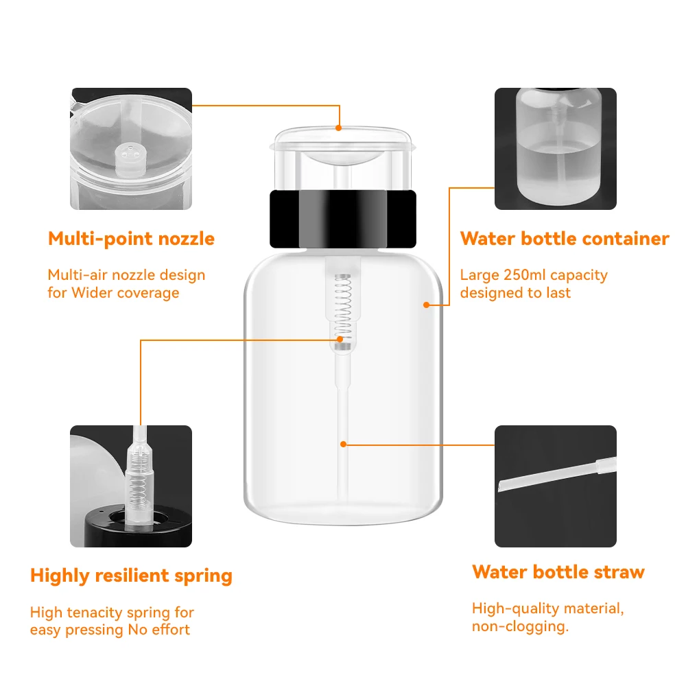 FCST 250ml Automatic Alcohol Dispensing Bottle with Graduation Fiber Cleaning Tool Plastic