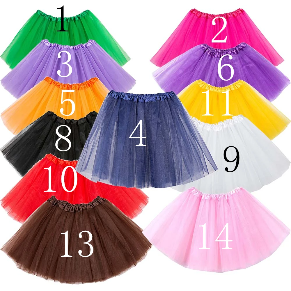 40cm Length Girls Tutu Skirt Girls Skirts Pettiskirt Dance Rainbow Tulle Kids Princess Skirt Colorful Children Summer Clothing