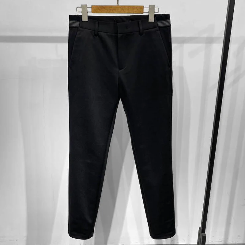

Модные повседневные брюки Slim Fit прямого кроя в полоску с эластичным поясом, устойчивые к сминанию, утолщенные, прочные, стильные, черные