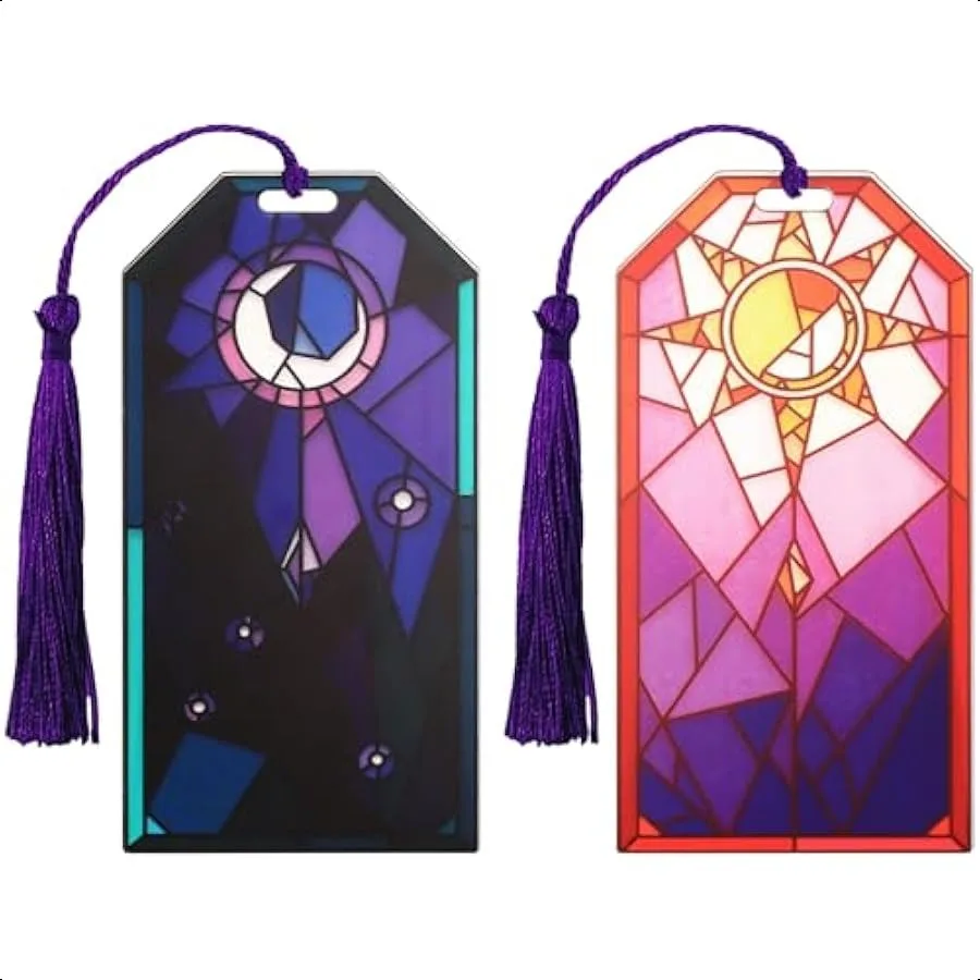 

2 PCS Bookmarks with Tassel Sun and Moon Bookmarks for Women BKM047F2