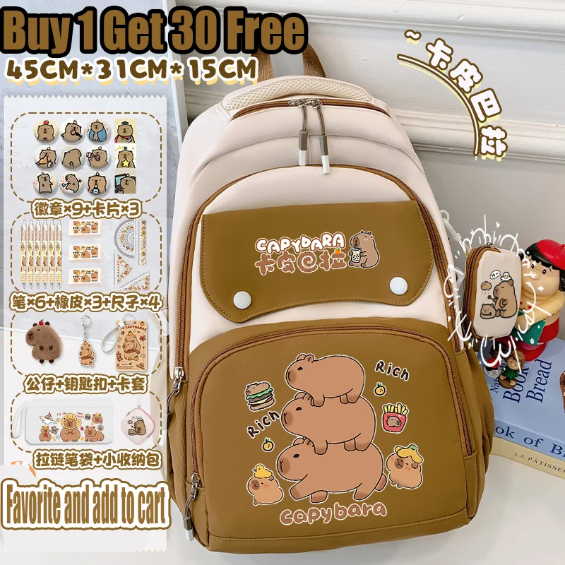 

Capibara Backpack 2025 New Model Cute Cartoon Print Backpack for Girls and Teens, Large Capacity School Backpack