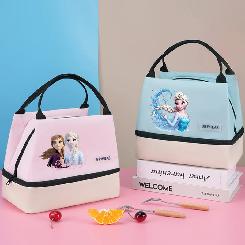 

Frozen Anna Elsa Lunch Bags Boy Girl Disney Cartoon Anime Bento Bag Office Worker Large Capacity Food Insulation Bags Picnic Bag