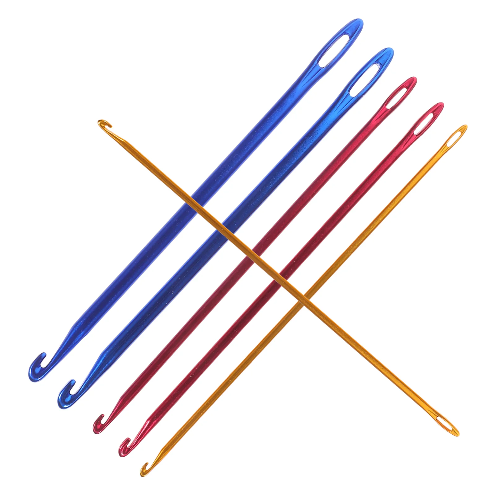 6 Pcs Single Pointed Knitting Needles Large Hole Sewing Pins Crochet with Tapestry Hooks