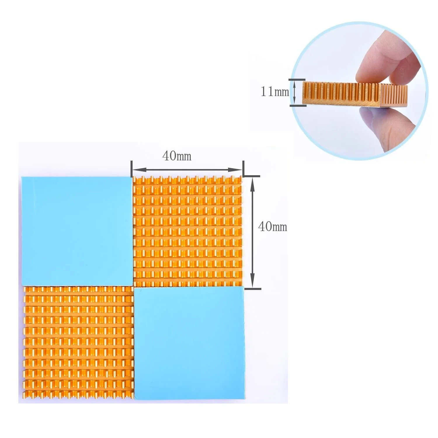 4Pcs 40mm Heatsink Back Side Thermal Conductive Tape Heatsink Kit 3D printer consumables 40mm x 40mm x 11mm Heat Sink Cooler view 2