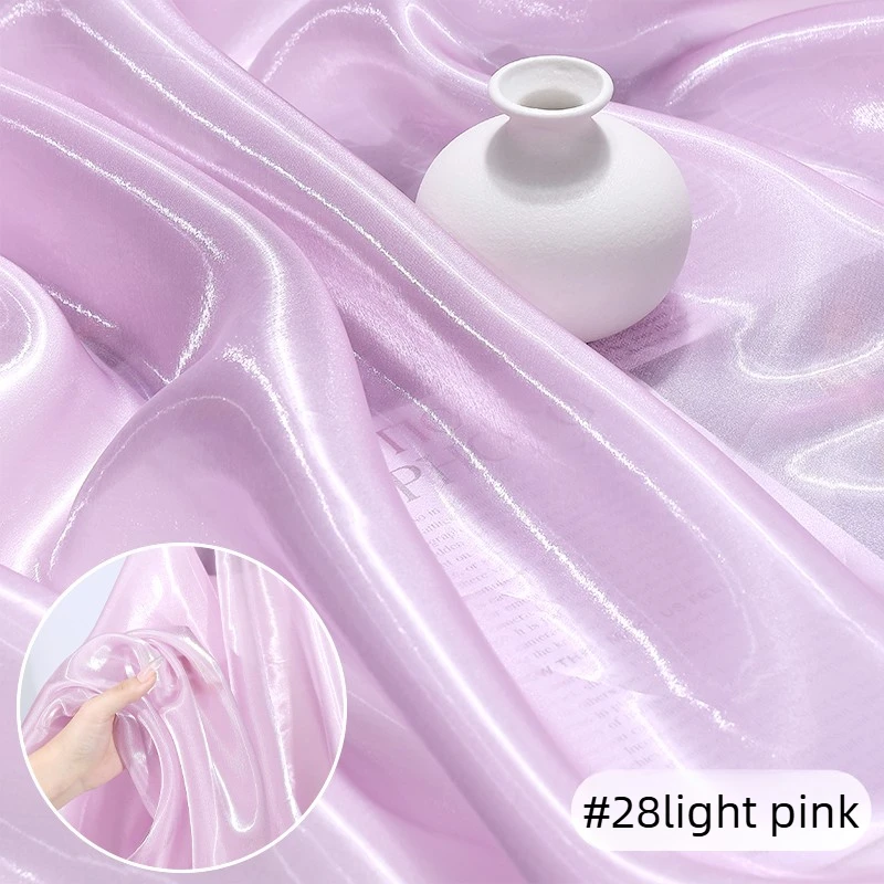 Lustrous Liquid Water Gloss Organza Fabric Plain By Meter for Hanfu Skirt Dresses Decoration Sewing Thin Breathable Textile Soft
