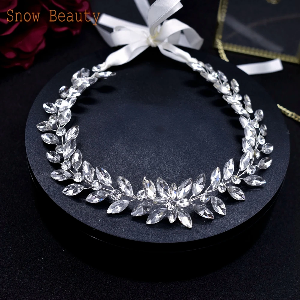 A420 Rhinestone Bridal Headband Wedding Hairband Pageant Diadem Tiara Shiny Fashion Women Headdress Birthday Prom Party Gift