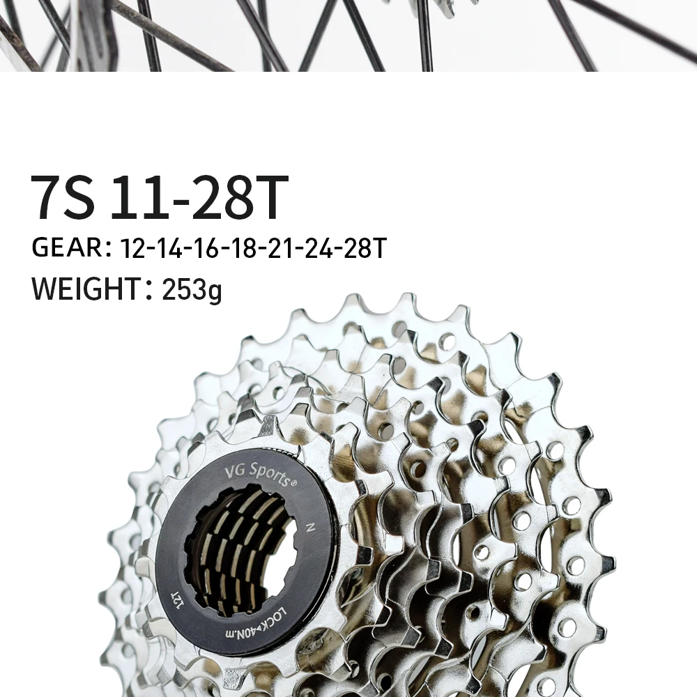 1pc VG Sport 7 Geschwindigkeit Rennrad Kassette 12-28T/32T Silber Farbe Fahrrad Freilauf Kettenrad Zahnräder 7s Fahrrad Zubehör Fahrrad Teile – Detail 10