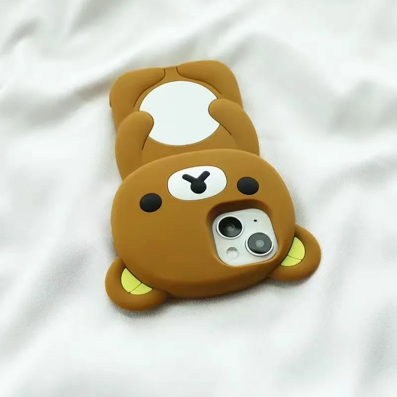 Rilakkuma Silicone Phone Case Cute Cartoon Full Body Shockproof Soft Phone Case for iPhone 16 15 14 13 12 11 Pro Max - view 3