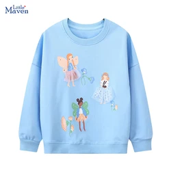 Little Maven 2024 New Spring and Autumn Tops Kids Clothes Girls Children's Clothing Hoodies Cartoon Fairy Sweatshirt Cotton