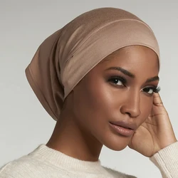 Tampas Hijab internas muçulmanas para as Mulheres, sob o lenço, estiramento Jersey, Turbante islâmico, Bonnet, Rodada Frente Sob Hijab, Boné Feminino