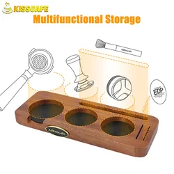 Coffee Tamping Station Mat Stand Portafilter Walnut Beech Base Holder Fit For 51MM 54MM 58MM Espresso Goods Barista Accessories