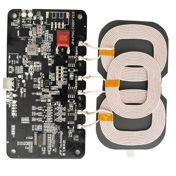 Draadloze oplader 3 spoelen QI 20W Draadloos oplaadcircuitbord 12-24V Type-C Draadloos opladen DIY voor auto's Vrachtwagens Campers