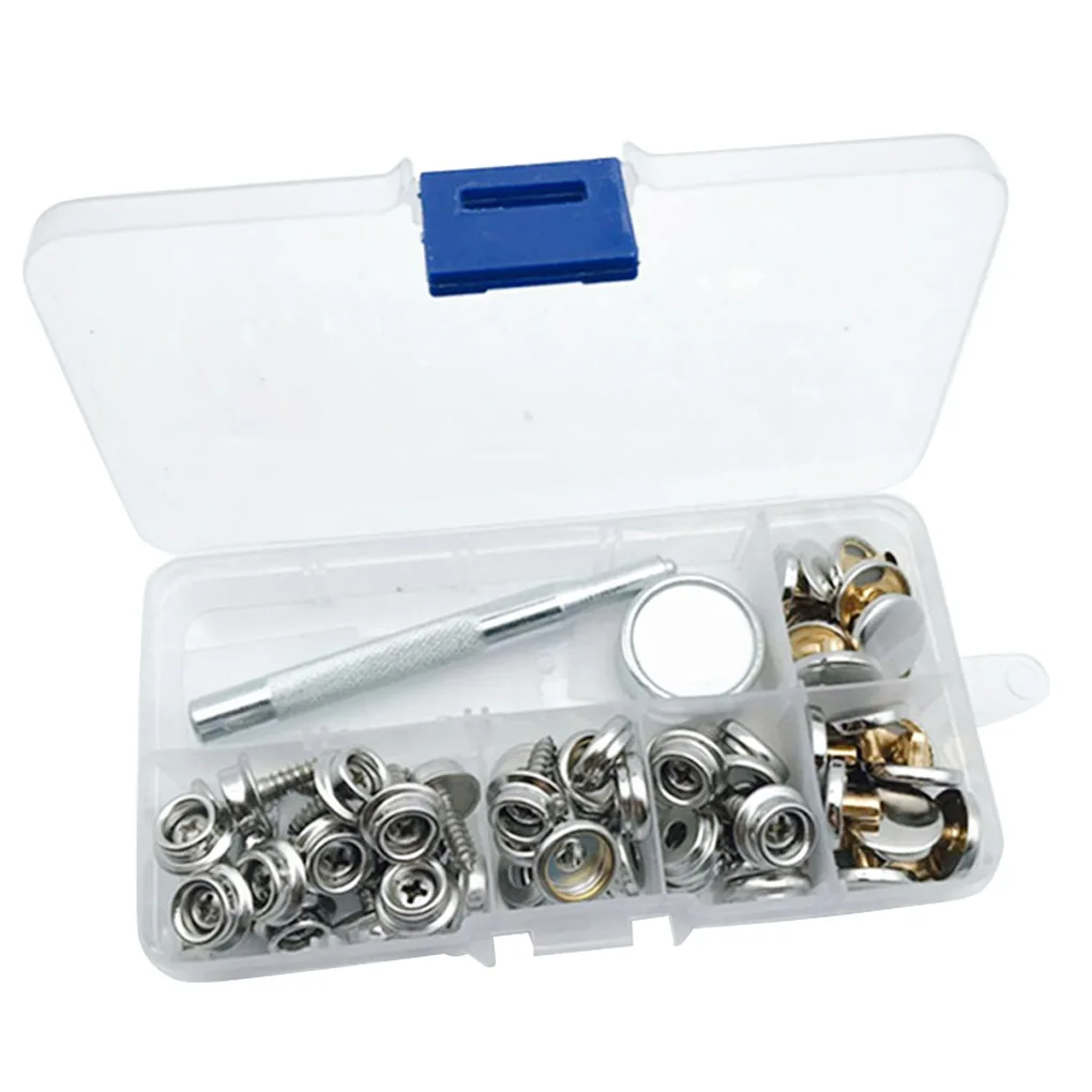 20 Pcs/set 15mm Snap Button Canvas Boat Cover Screw Fastener Kit Metal Press Studs Screw Base