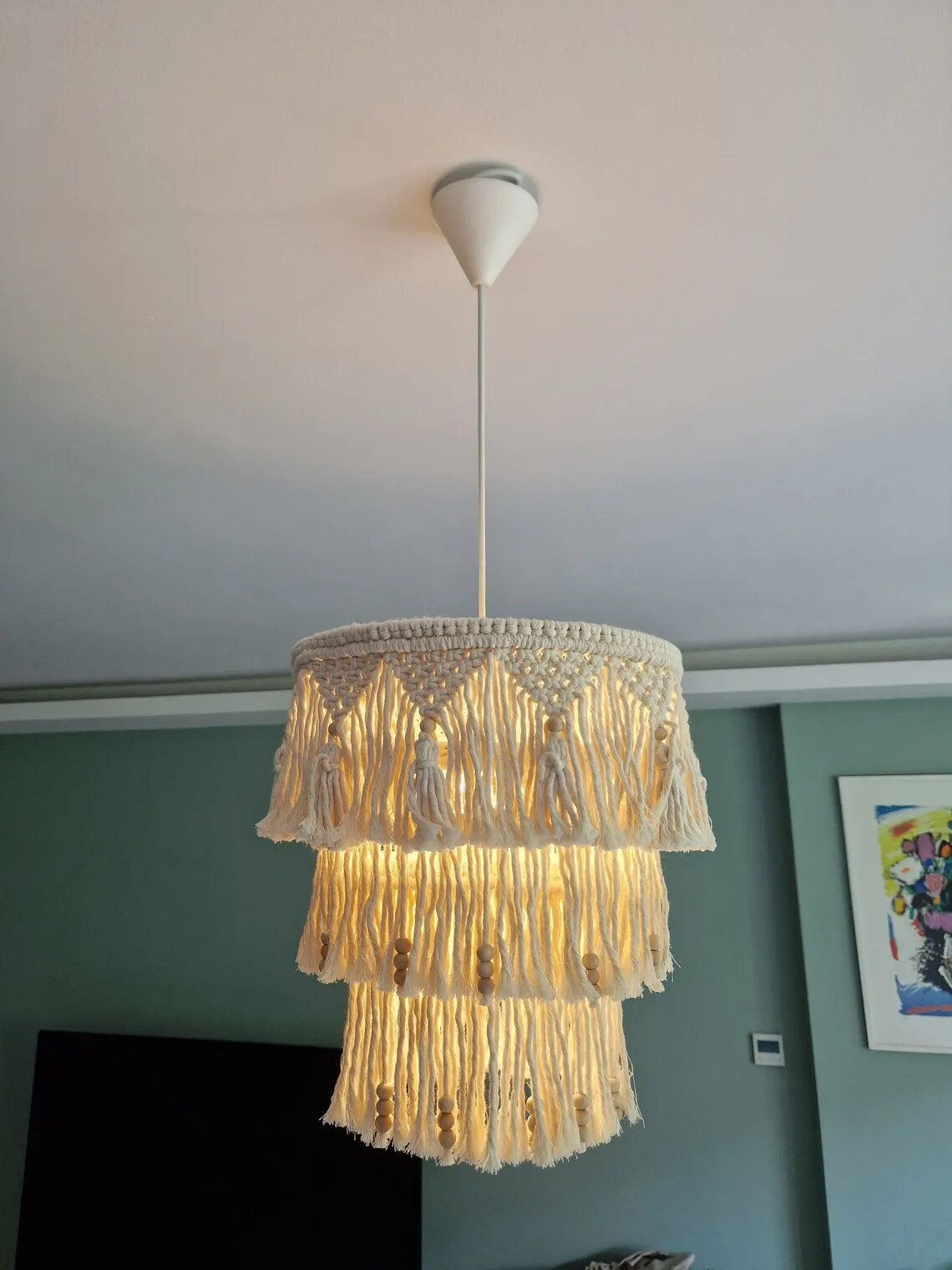 Woven lampshade hand-woven fringed tapestry Bedroom art chandelier decorative cover lamp shade home decoration hand-made