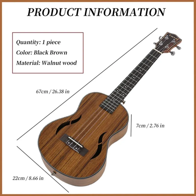 Irin Tenor Ukulele 26 นิ้วไม้วอลนัท 18 Fret กีตาร์อะคูสติก Ukelele Mahogany Fingerboard คอฮาวาย 4 String กีต้าร์