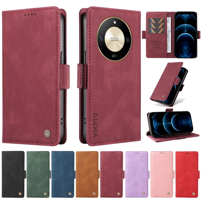 

For HonorX9B Wallet Phone Shell Leather Case on For Huawei Honor X7B X8B X9B X50 Magic6 Lite HonorX7B 5G Magnetic Cover Cases