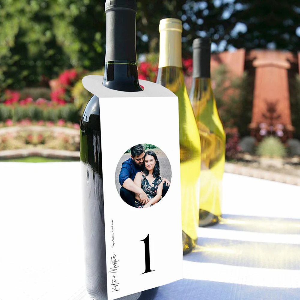 

20Pcs Custom Printing Photo Wedding Wine Bottle Tags Personalized Design Birthday Party Tags Invitations Wine Labels