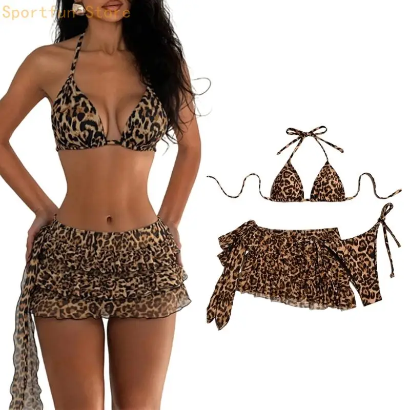 Conjunto tankini con estampado leopardo Trend que proporciona comodidad secado rápido y soporte seguro para que las