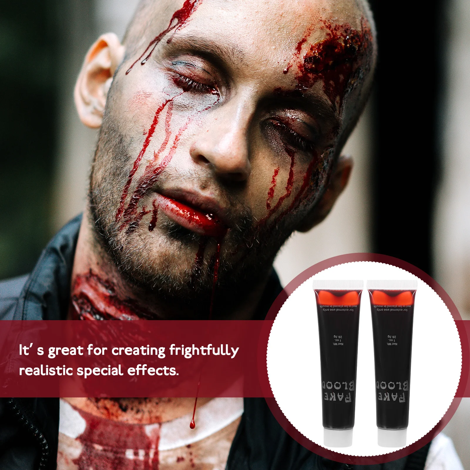 

2 Bottles Fake Blood Plasma Makeup Blood Halloween Bright Red Realistic Scars Bruises Special Effects Zombie Costume Supplies