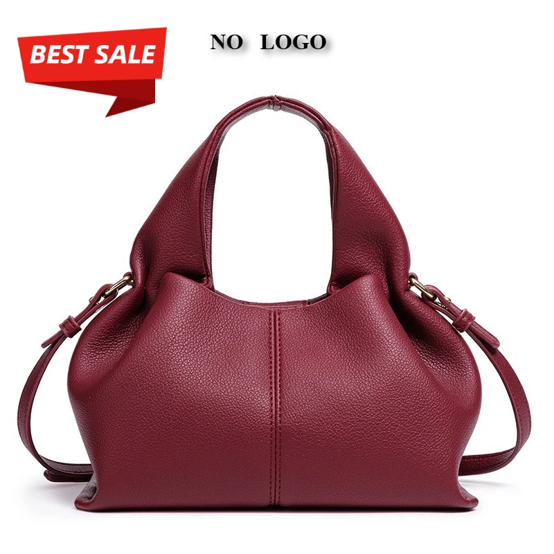 

French fashion leather dumpling bag versatile cloud shaped large capacity handbag women's shoulder bag adjustable shoulder strap
