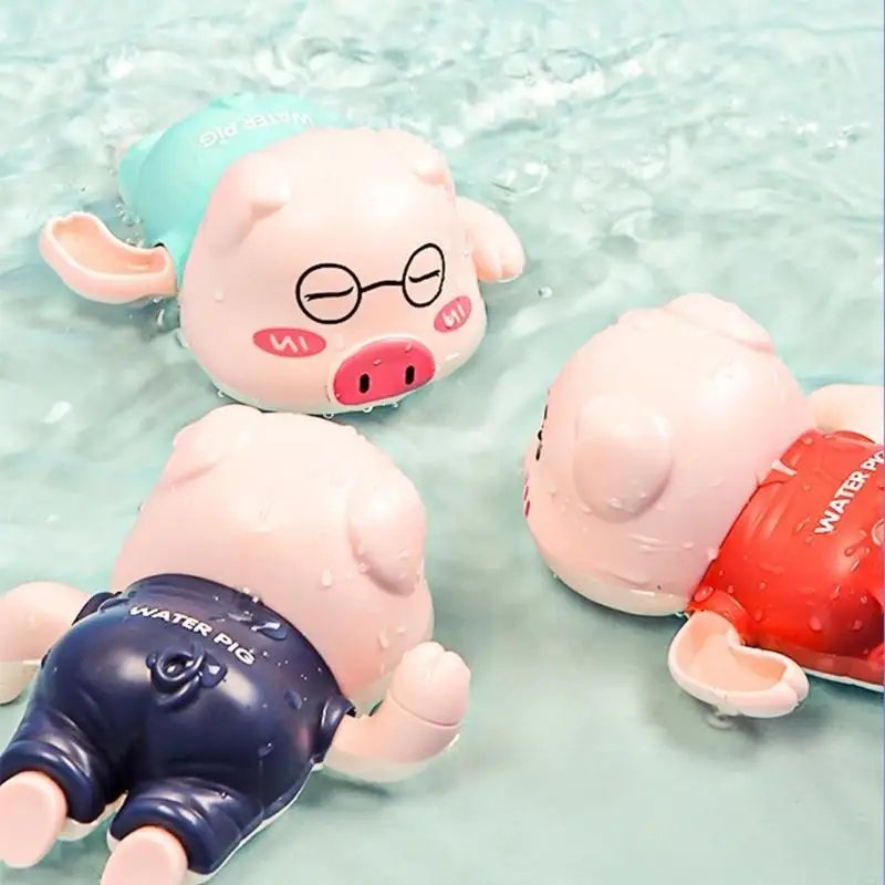 

F62D Clockwork Bath Toy Baby Beach Toy Educational Bathroom Playing Toy Swimming Toy Piggy Shower Wind-up Car for Infant 3M+