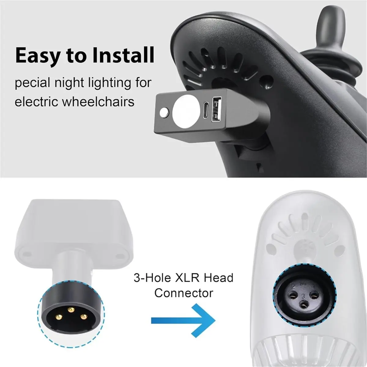 fitfit Electric Wheelchair Led Light Power Wheelchair Accessories, High Brightness Adjustable Angle, for Motorized Wheelchair