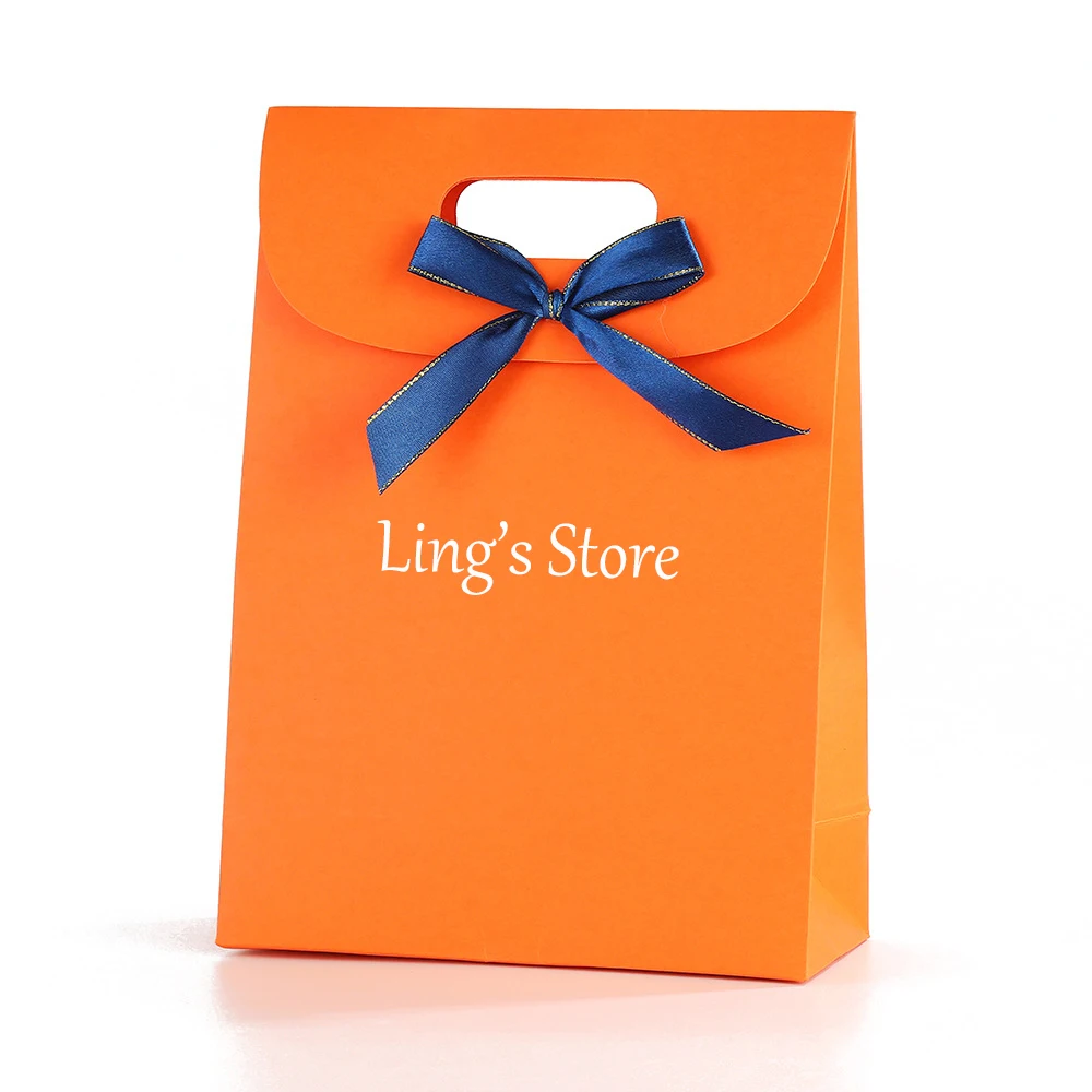 

20 шт., бумажная сумка для ювелирных изделий с логотипом, сумка с бантом, подарок на день рождения, сумка для покупок, парфюмерный косметический шарф, упаковка, органайзер, сумка