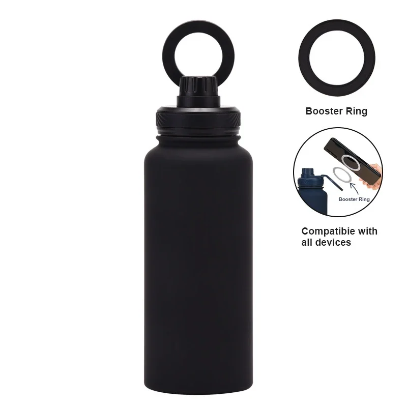 PuraCool Customised Water Bottle with Phone Holder 1L 1000ML 32oz Magnetic Tumbler Flask Name Personalised