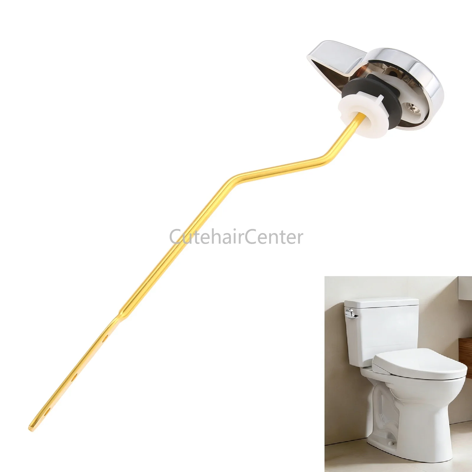 

Replacement Toilet Handle Side-mounted Small Curved Lever for TOTO Kohler Universal Tank Electroplated ABS Alloy Connecting Rod
