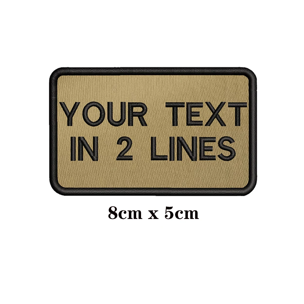 8x5cm Khaki Background Embroidery Custom Name Patch Stripes Badge Iron On Or  Patches
