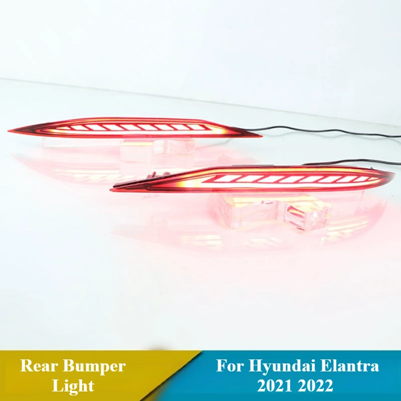 

LED Rear Bumper Light Reflector Fog Lamp Start Scan Driving Brake Light Yellow Dynamic Turn Signal For Hyundai Elantra 2021 2022