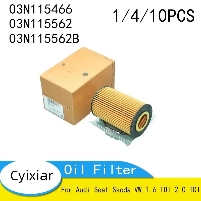 Engine Oil Filter for Audi Seat Skoda VW 1.6 TDI 2.0 TDI OE 03N115466 03N115562 03N115562B