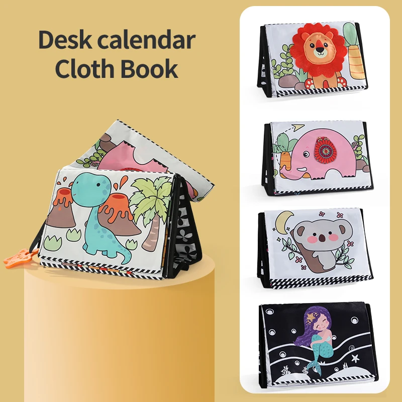 Illuminazione del bambino, Puzzle e calendario per la prima educazione Baby Head Up Practice Training, libro di stoffa a strappo