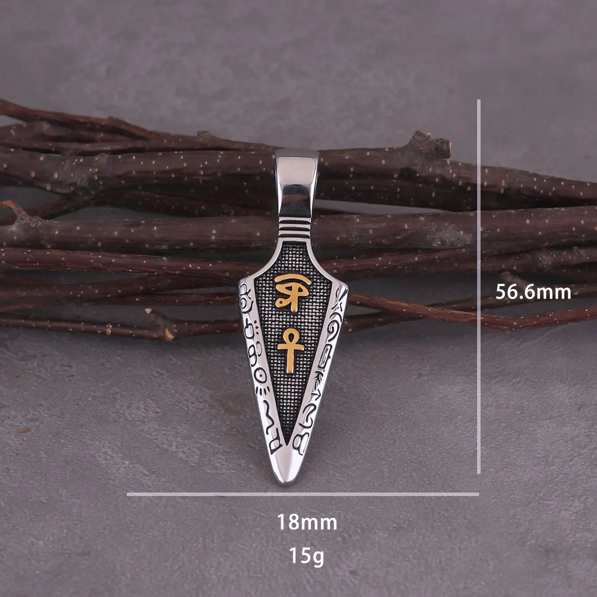 Viking Rune Spear Pendant Necklace Men\'s Punk Hip Hop Stainless Steel Gold Black Color Eye of Horus Amulet Necklace Jewelry