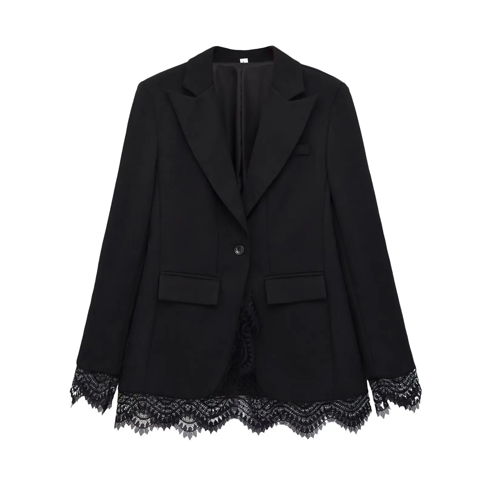 KONDALA Damen-Pendler-Blazer mit Spitzenbesatz, elegant für Dinner, Cocktailparty, schmal geschnitten, 2026 Frühherbst, trendiger High-Street-Blazer – Detail 12