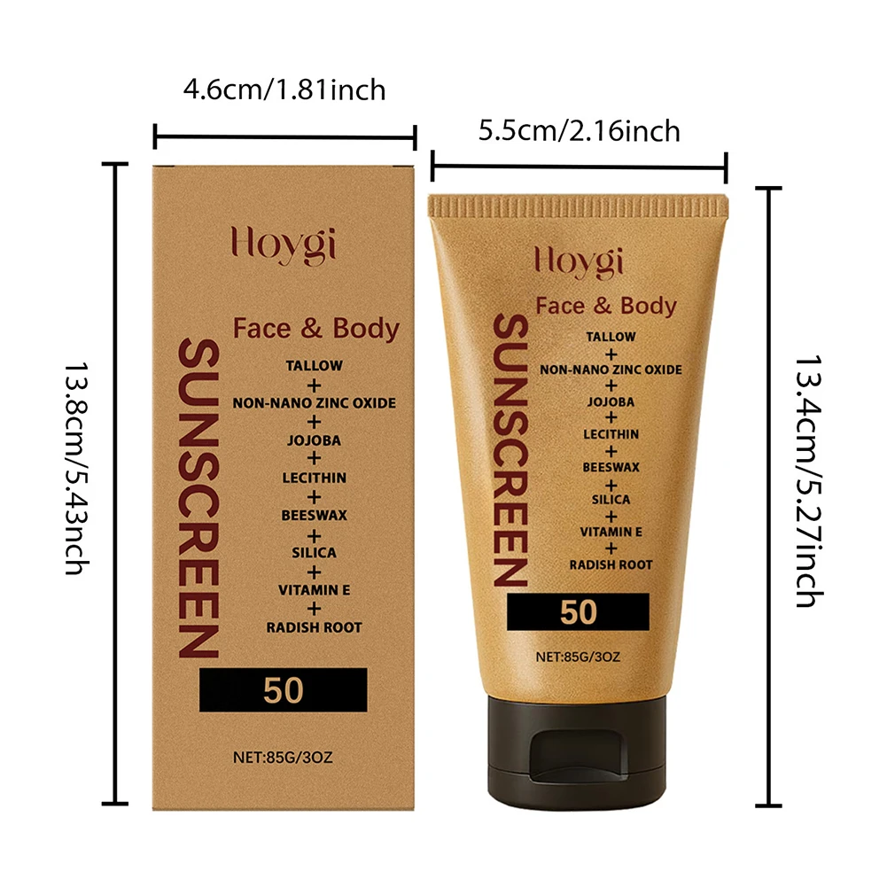 SPF50 Tallow Sunscreen For Face Body Sweat Water Resistant Unscented Sun Cream Lightweight Non-Greasy Formulas,for All Skin Type