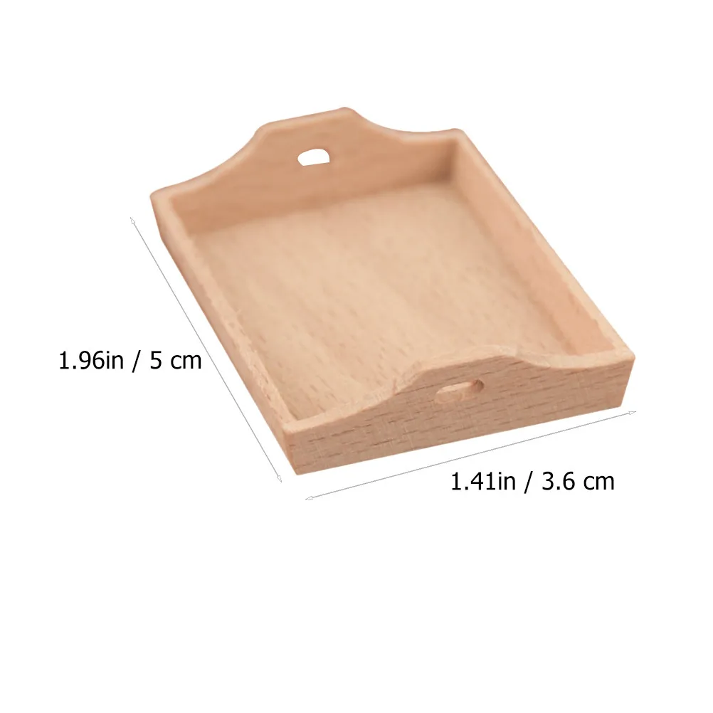 2Pcs Mini Wooden Tea Trays Realistic Miniature Furniture Fruit Tray Decoration Home Decor Playhouse Supplies Mini Tea Tray