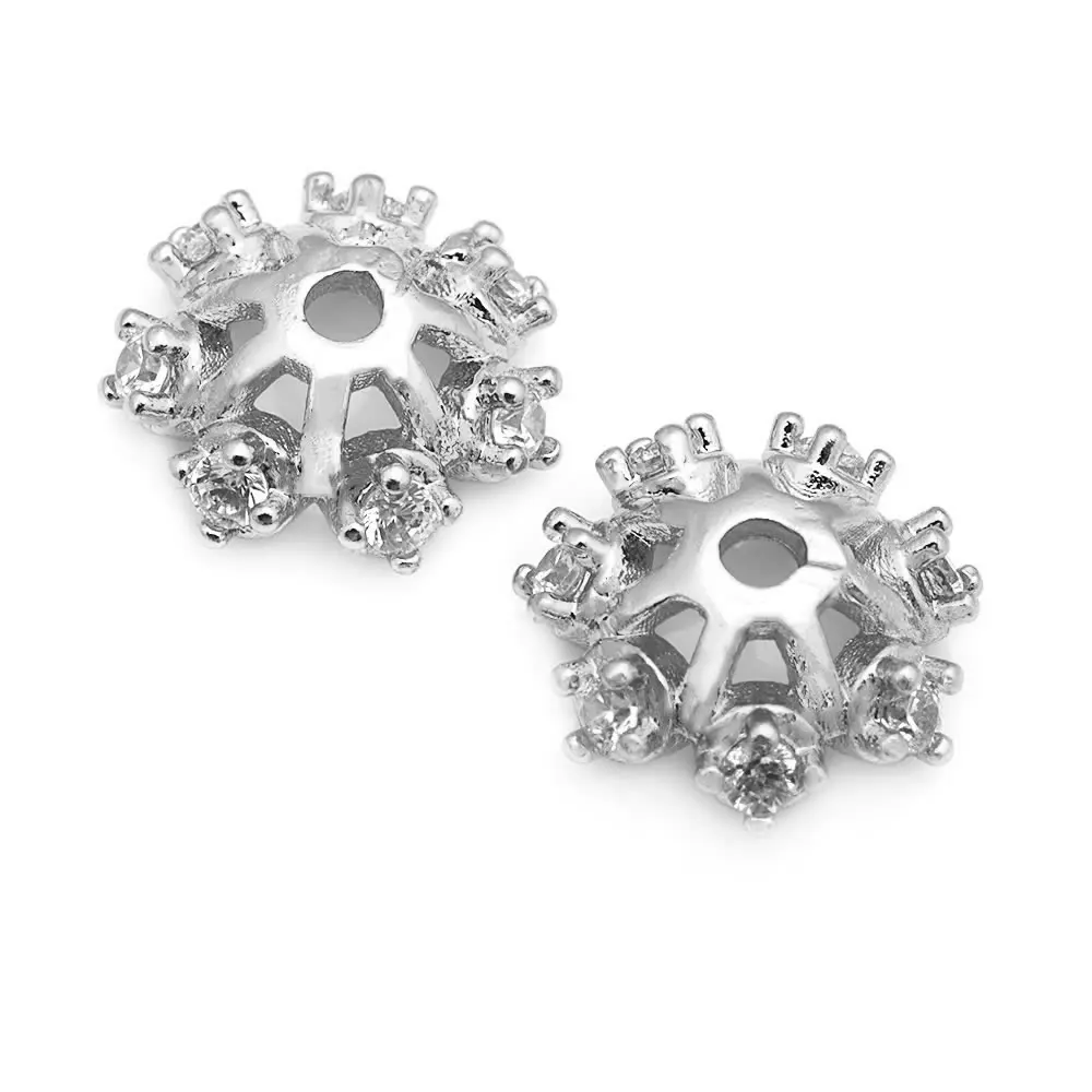 10PCS 6MM 8MM 10MM 18K Gold Color Brass and Zircon Snowflake Flower Beads Caps Jewelry Making Supplies Diy Findings Accessories image 6