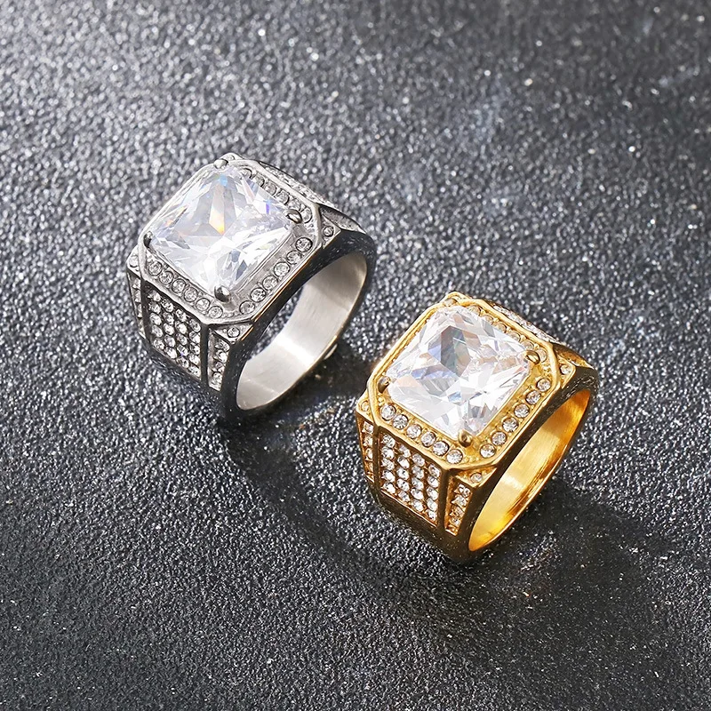 

5 pcs New Arrive 316 Shinning Ring Luxury Men 3A Zircon Ring Trendy Jewelry Party Wedding Rings for Men Gold Silver