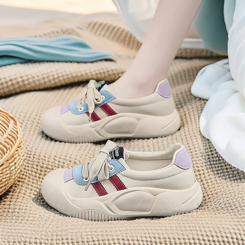 

2025 new Korean version ins breathable little white shoes women's low-top casual board shoes thick sole