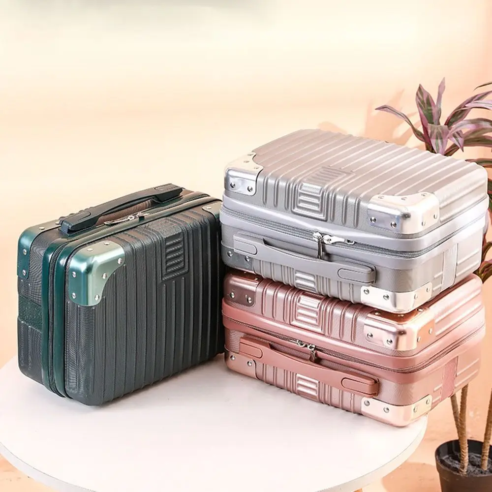 14 inch Cosmetic Box Hand Luggage Organizer Makeup Case Small Mini Travel Suitcase Password Box Boarding Case With Metal corner