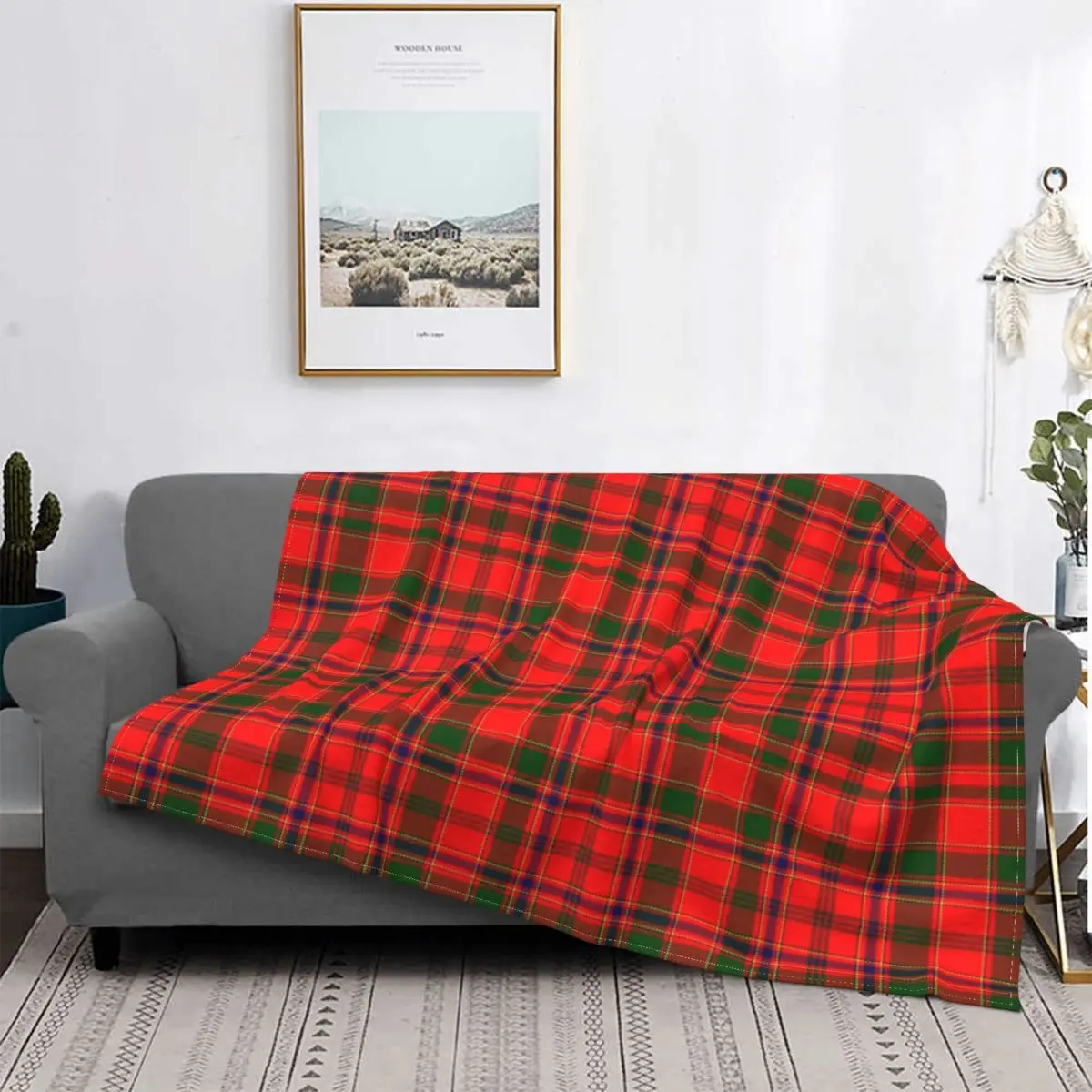 Red Modern Tartan Plaid Blanket Soft Fleece Spring Warm Flannel Fashion Gingham Throw Blankets for Sofa Outdoor Bed Quilt