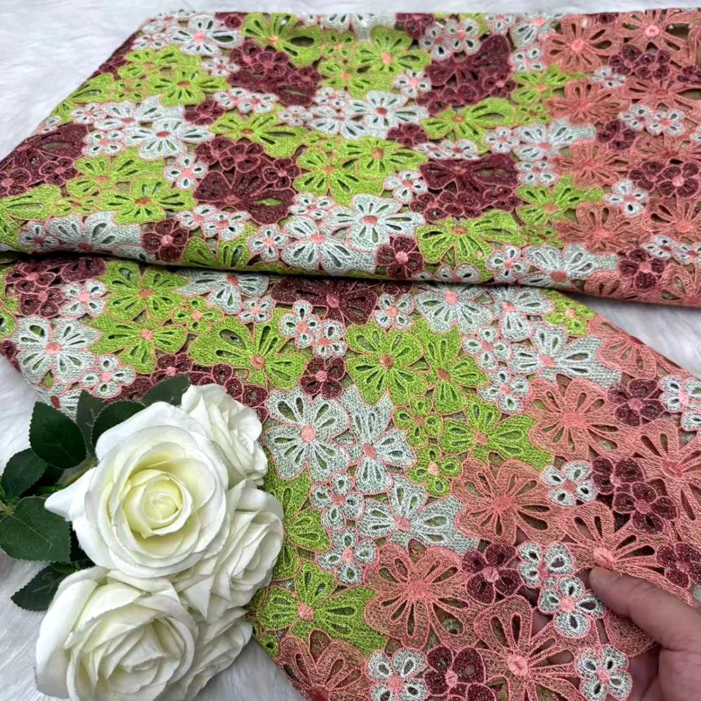 African Cord Guipure Lace Fabric 2026 French Asoebi Chantilly Water Soluble Lace Fabric High Quality For Party Dress