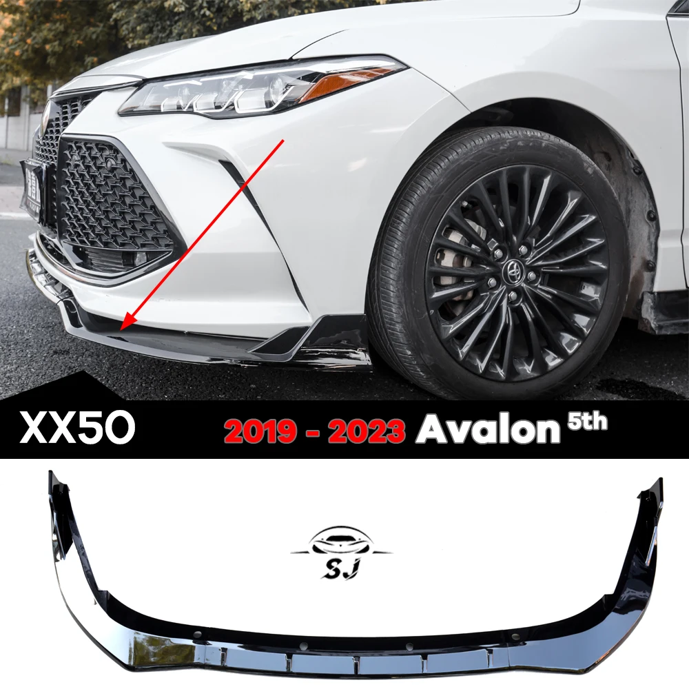 Carbon Fiber Printing Gloss Black Front Bumper Lip Spoiler 3PCS for Toyota Avalon 5th Generation XX50 2018 - 2024