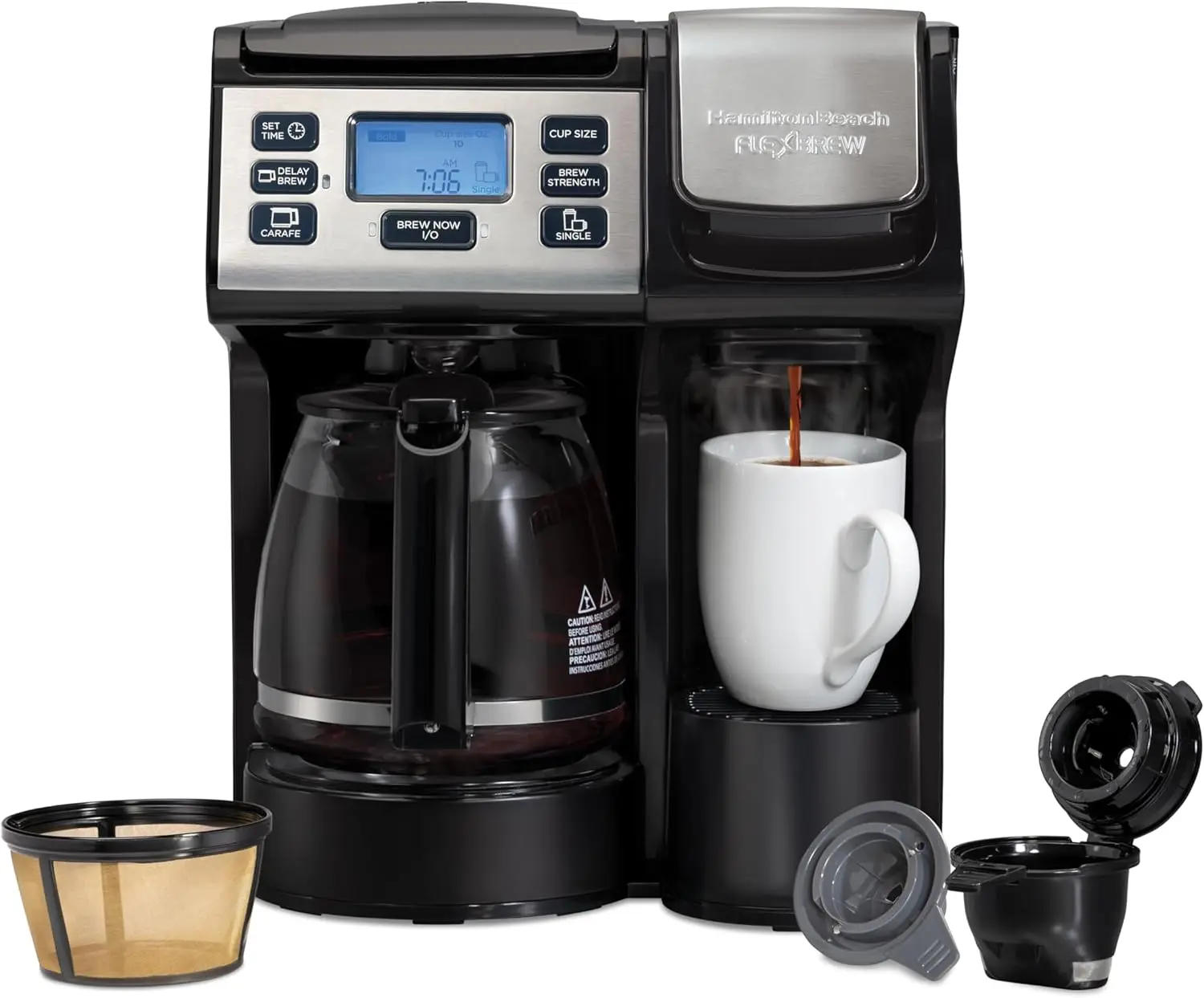 49915 FlexBrew Trio 2-Way Coffee Maker, Compatible with K-Cup Pods or Grounds, Single Serve & Full 12c Pot, Perma