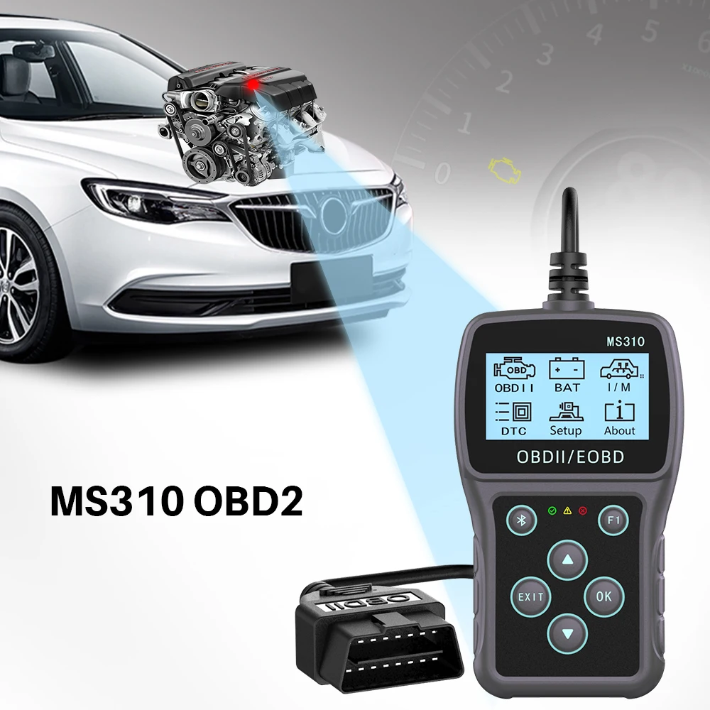 Read Vehicle Information Vehicle OBD2 Code Reader Work for Car Auto OBDII Scanner Car Diagnostic Scan Tool MS310 Multi-language